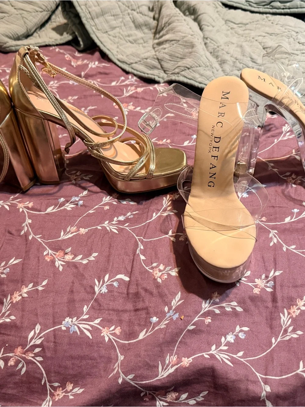 Gold Platform Strappy Women's Sandals